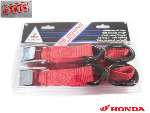 GENUINE HONDA MOTORCYCLE ATV TIE DOWN STRAPS WITH 2 SOFT STRAPS RED